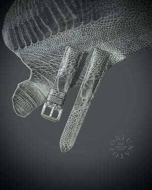 Grey  Genuine Ostrich Leg Leather Strap