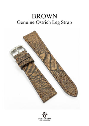 Genuine Ostrich Leg strap with Metallic treatment